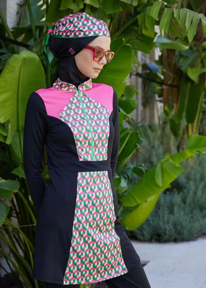 Pembe Fit Tek Üst Tesettür Mayo - 2