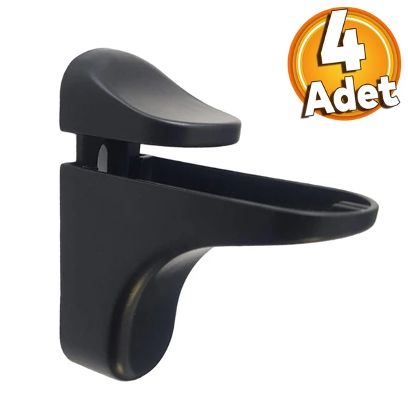 Pelikan Ayarlanabilir Etajer Cam Tutucu Ahşap Raf Tutucu Cam Etejeri Metal Vidalı Siyah (4 ADET)