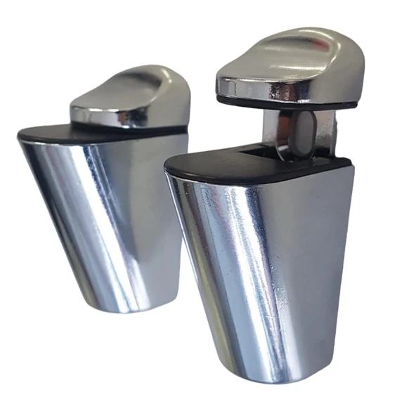 Pelikan Ayarlanabilir Etajer Cam Tutucu Ahşap Raf Tutucu Cam Etejeri Metal Vidalı Krom (4 ADET) - 3
