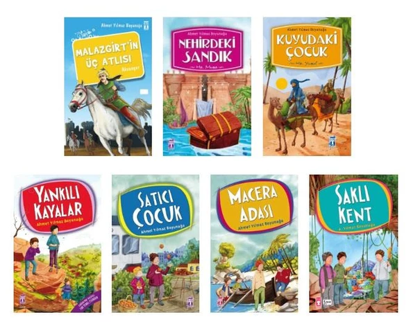 Ahmet Yılmaz Boyunağa Seti 7 Kitap (Malazgirt'in Üç Atlısı+Nehirdeki Sandık+Kuyudaki Çocuk+Yankılı Kayalar+Satıcı Çocuk+Macera Adası+Saklı Kent)