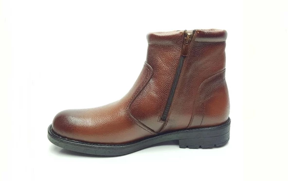 Erkek Bot Hakiki Deri İçi Tüylü Kışlık Fermuarlı - 12