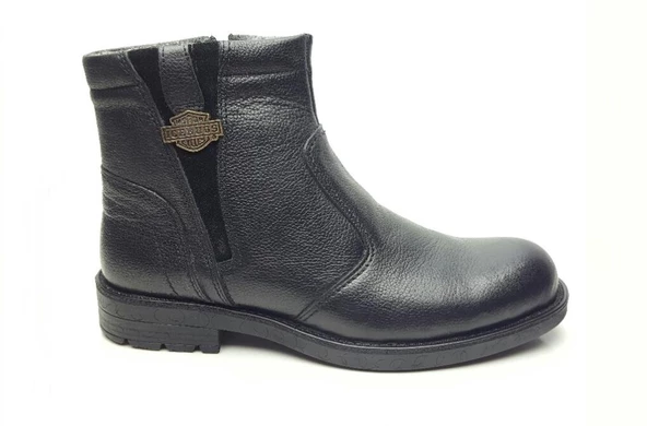 Erkek Bot Hakiki Deri İçi Tüylü Kışlık Fermuarlı - 6