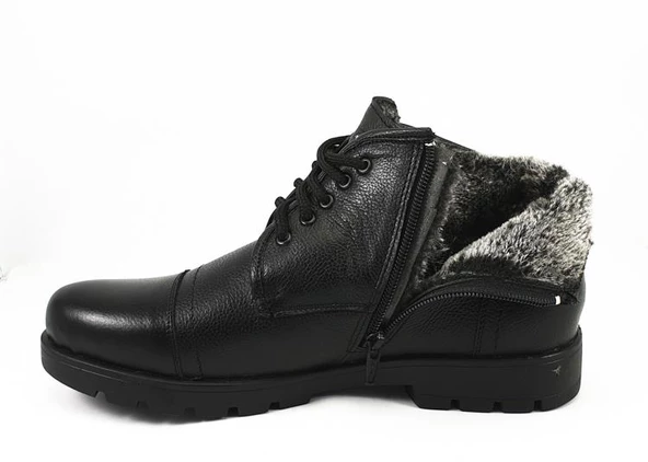 Erkek Bot Hakiki Deri İçi Tüylü Kışlık Fermuarlı - 4