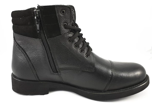 Erkek Bot Hakiki Deri İçi Tüylü Kışlık Fermuarlı - 3