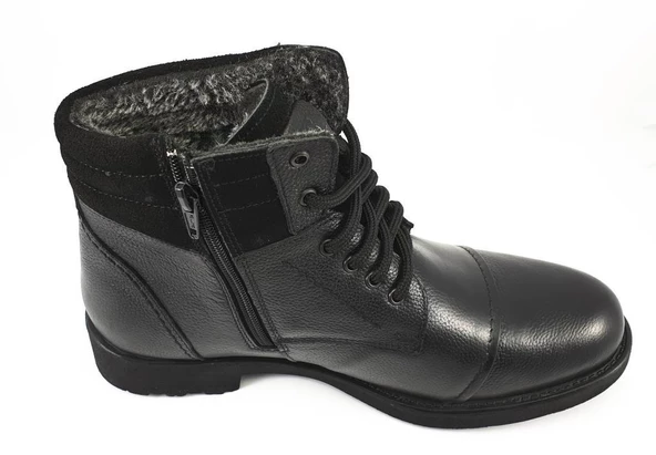 Erkek Bot Hakiki Deri İçi Tüylü Kışlık Fermuarlı - 2