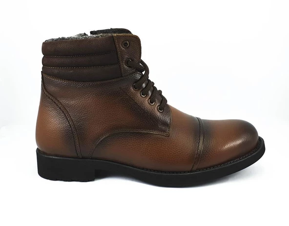 Erkek Bot Hakiki Deri İçi Tüylü Kışlık Fermuarlı - 9