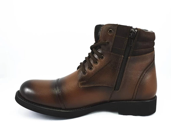 Erkek Bot Hakiki Deri İçi Tüylü Kışlık Fermuarlı - 11