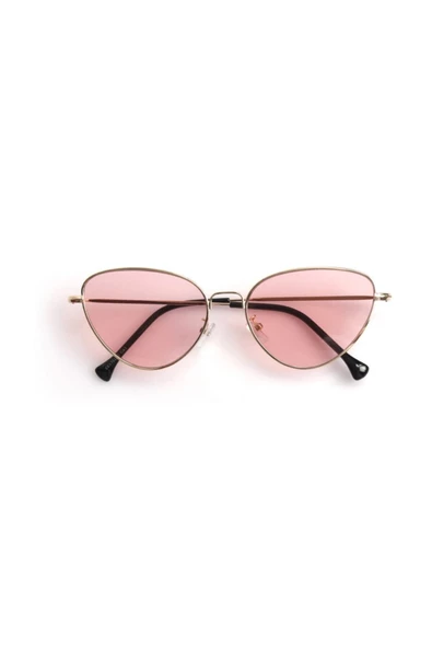 Gold Metal Çerçeveli Cat Eye Retro Açık Pembe Güneş Gözlüğü - 1