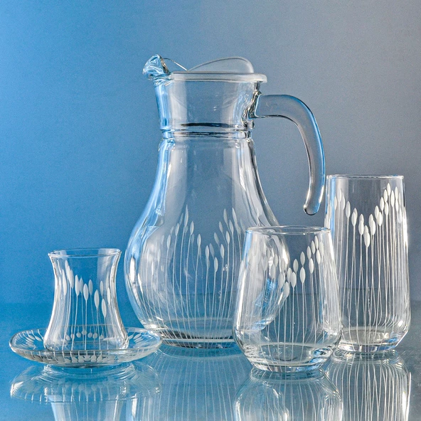 Decocia Kazaan 25 Parça 6 Kişilik  Bardak Çeyiz Seti Vega Desenli - Resim 3