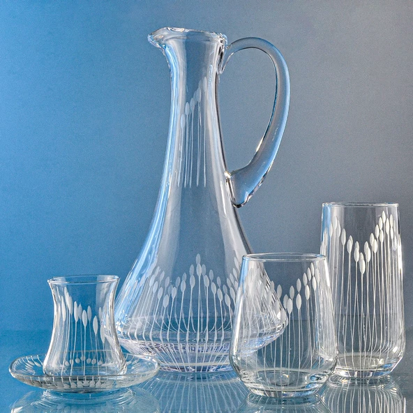 Decocia Kazaan 25 Parça  6 Kişilik Bardak Çeyiz Seti Dik Karaflı Vega Desenli - Resim 2