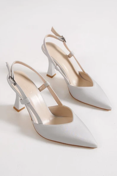 Paris Gümüş Arkası Açık Stiletto Yazlık Topuklu Ayakkabı - Resim 4