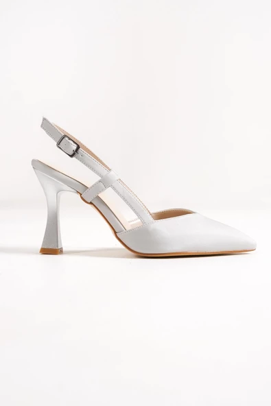 Paris Gümüş Arkası Açık Stiletto Yazlık Topuklu Ayakkabı - Resim 2