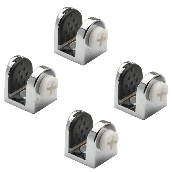 Tırnak Metal Cam Raf Tutucu Cam Etejer Menteşesi Krom Plastik Vidalı 8 mm (4 Adet) - 4