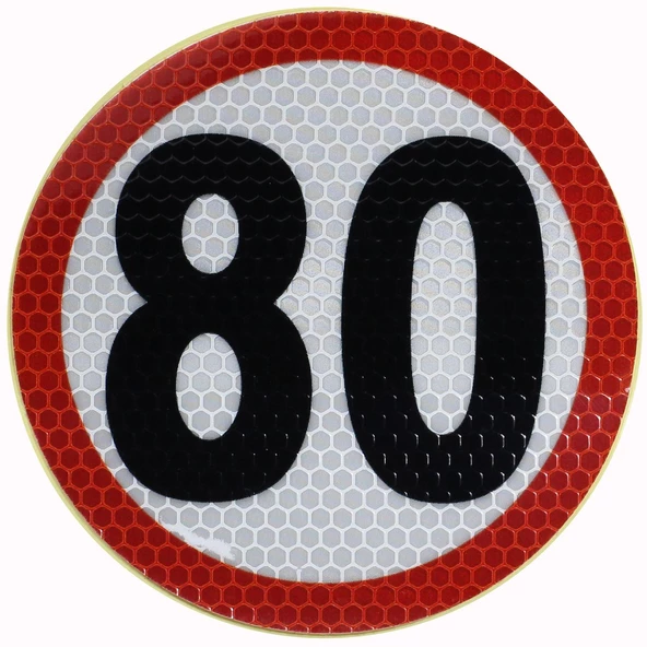 Reflektörlü Fosforlu Bant Tır Kamyon Dorse Arkası "80" Hız Yazısı 11 cm - 3