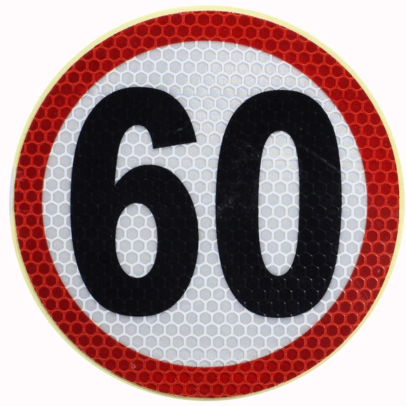Reflektörlü Fosforlu Bant Tır Kamyon Dorse Arkası "60" Hız Yazısı 11 cm - 2