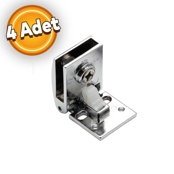 Cam Kapak Menteşesi Etajer Cam Tutucu Cam Etejeri Metal Vidalı Krom (4 ADET) - 2