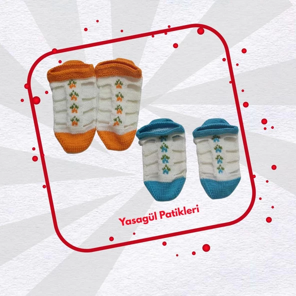 Yaşagül Patikleri El İşi Nostalji Patik  2 li Renkli - 3