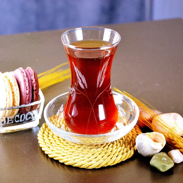 Decocia Pudgy 25 Parça 6Kişilik  Bardak Çeyiz Seti Dik Karaflı Sürgün Desenli - Resim 6