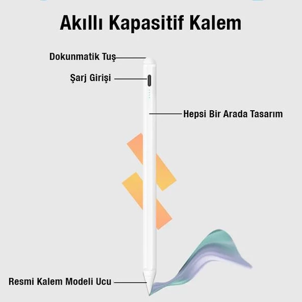 Polham Apple İpad ve İphone Uyumlu Dokunmatik Stylus Kalem, Basınç Duyarlı Sensörlü, Şarjlı Kalem - 4