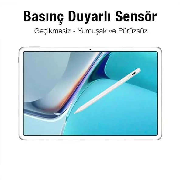 Polham Apple İpad ve İphone Uyumlu Dokunmatik Stylus Kalem, Basınç Duyarlı Sensörlü, Şarjlı Kalem - 2