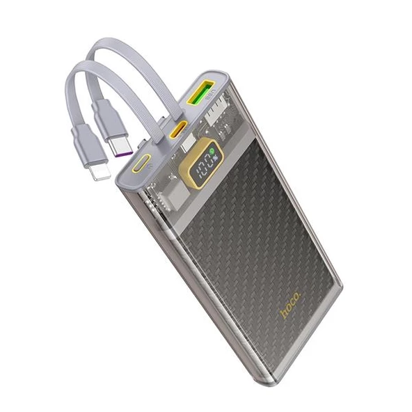 Polham Şeffaf Göstergeli 22.5W 10000mAh Kablolu Powerbank, Dahili İphone lightning ve Type C Kablolu - 4