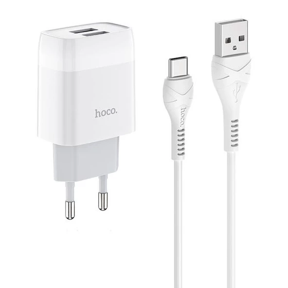 Polham 20W 1 Metre Type C Kablolu 2 USB Girişli Şarj Başlıklı Type C Şarj Aleti, Akım Korumalı Şarj