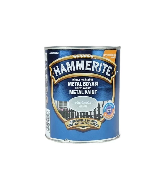 Hammerite Pas Üstü Metal Boyası Düz Gümüş 2,5Lt