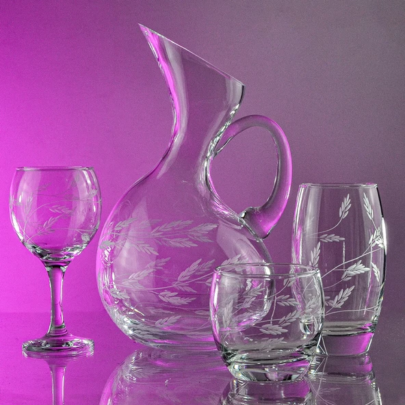 Decocia Pudgy 19 Parça Bardak Çeyiz Seti Ördek Karaflı Sürgün Desenli - Resim 2