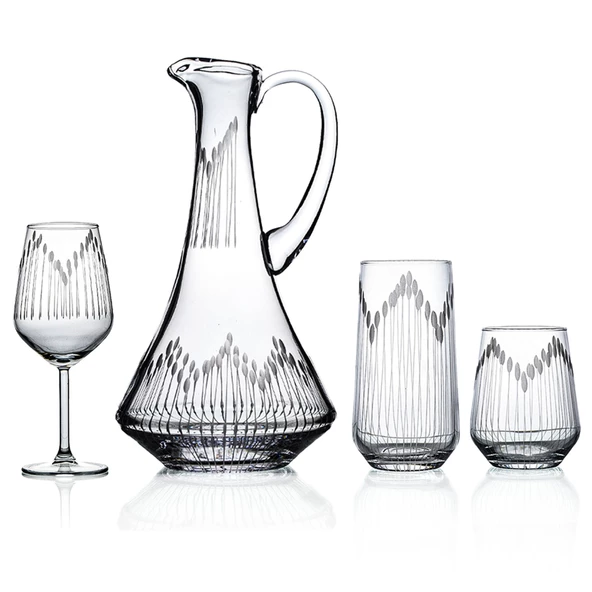 Decocia Kazaan 19 Parça 6 Kişilik  Bardak Çeyiz Seti Dik Karaflı Vega Desenli ürün görseli