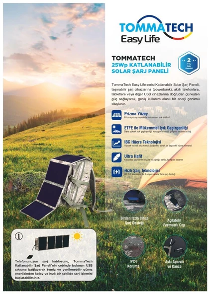TommaTech Easy Life 25Wp Katlanabilir Güneş Paneli - 5