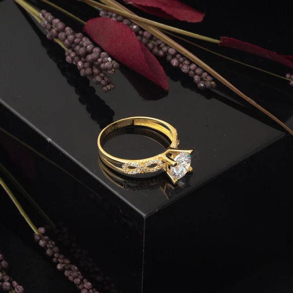 Sonsuzluk Tektaş 14 Ayar Altın Yüzük - Resim 4