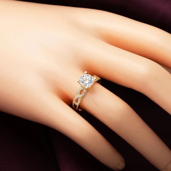 Sonsuzluk Tektaş 14 Ayar Altın Yüzük - Resim 2