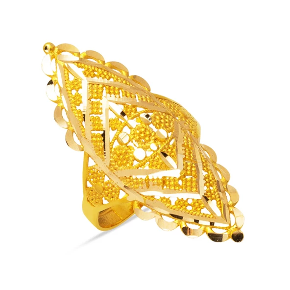 Sarı Altın Hint İşi 14 Ayar Yüzük ürün görseli 1