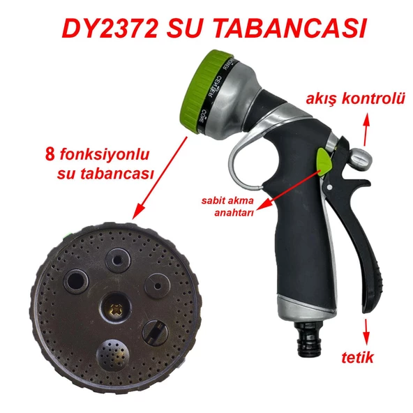 Otomatik 8 Fonksiyonlu Bahçe Sulama Tabancası Tetikli Ayarlı Tabanca - 3