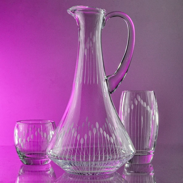 Decocia Pudgy 25 Parça 12 Kişilik  Bardak Seti Dik Karaflı Vega Desenli - Resim 2