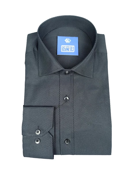Cengiz İnler Standart Yaka Baklava Armür Desen Slim Fit Erkek Pamuk Gömlek - 8