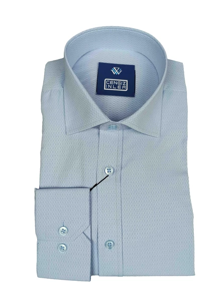 Cengiz İnler Standart Yaka Baklava Armür Desen Slim Fit Erkek Pamuk Gömlek - 2