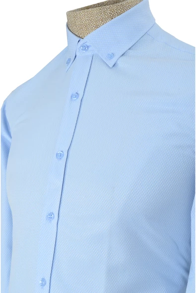 Cengiz İnler Standart Yaka Baklava Armür Desen Slim Fit Erkek Pamuk Gömlek - 7