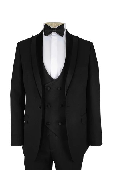 Cengiz İnler Kadife Kırlangıç Yaka Kruvaze Yelekli Damatlık - 7