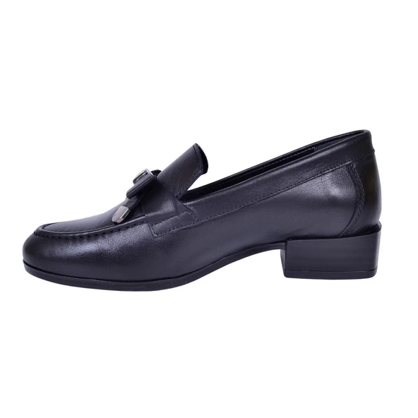 MAMMAMİA D23YA-3700 TOPUKLU DERİ LOAFER KADIN AYAKKABI - 5