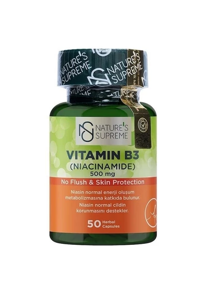 Natures Supreme Vitamin B3 500 Mg No Flush 50 Kapsül Aromasiz