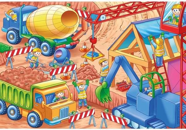 Sevimli İş Makinaları-Taşıtlar Jumbo Puzzle/Yapboz 12 parça (3 yaş) - 2