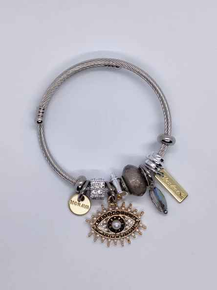 Gümüş Renk Göz Detaylı Pandora Charm Bileklik - 3