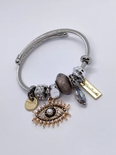 Gümüş Renk Göz Detaylı Pandora Charm Bileklik - 2
