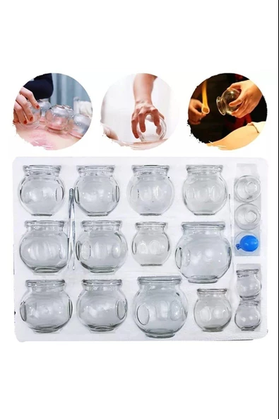 Cam Masaj Kupa Seti 16 Adet 4 Pcs  1