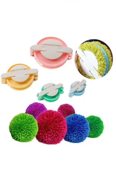 Ponpon Makinası 4'lü Set Ponponmatik 4 Farklı Boy - 2