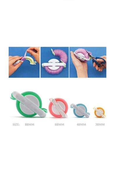 Ponpon Makinası 4'lü Set Ponponmatik 4 Farklı Boy - 5