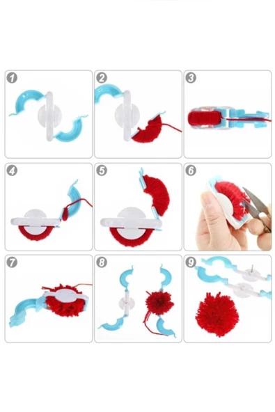 Ponpon Makinası 4'lü Set Ponponmatik 4 Farklı Boy - 3
