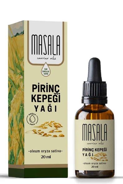 Masala Pirinç Kepeği Yağı 20 ml.  Soğuk Pres (Ricebran Carrier Oil) ürün görseli
