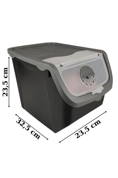 Digithome Coral 3'lü Soğan Patates Saklama Kabı 12 Litre - Gri C320.037 - 6